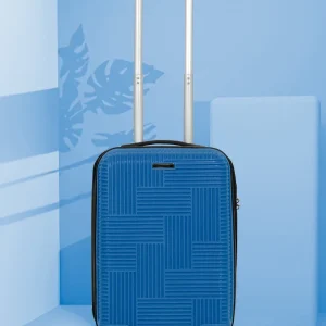 ANDAMAN ROYAL BLUE Textured Zigzag Stripline Unisex Check-in Hardside Cabin Trolley Bag