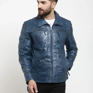 Teakwood Leathers Royal Blue Men's 100% Genuine Leather Jacket