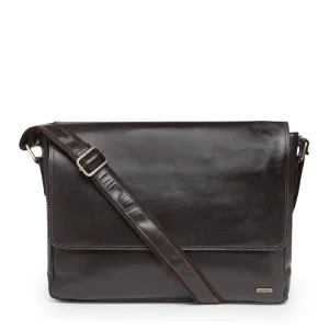 Teakwood Genuine Leather Messenger Bag - Brown