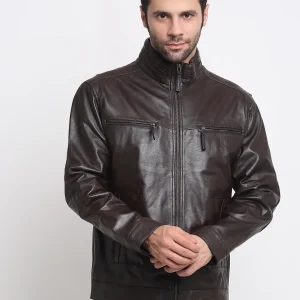 Men Choco Brown Leather Jacket