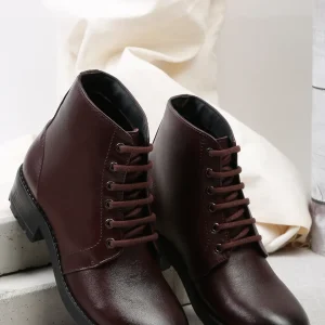 Women Brown Solid Genuine Leather Mid-Top Laceup Boots
