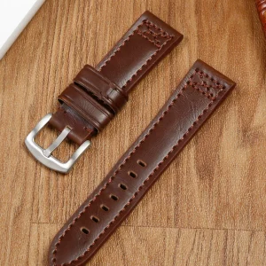 Teakwood brown leather casual 22 MM watch strap