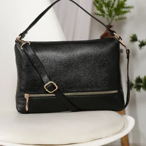 Teakwood Women's Solid Black Sling Bag